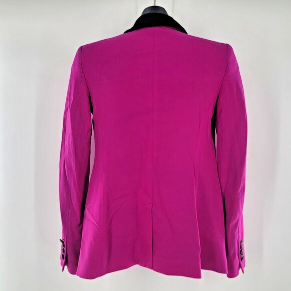 Lauren Ralph Lauren Blazer Jacket Size 0 Pink Black Velvet Collar - Picture 4 of 11